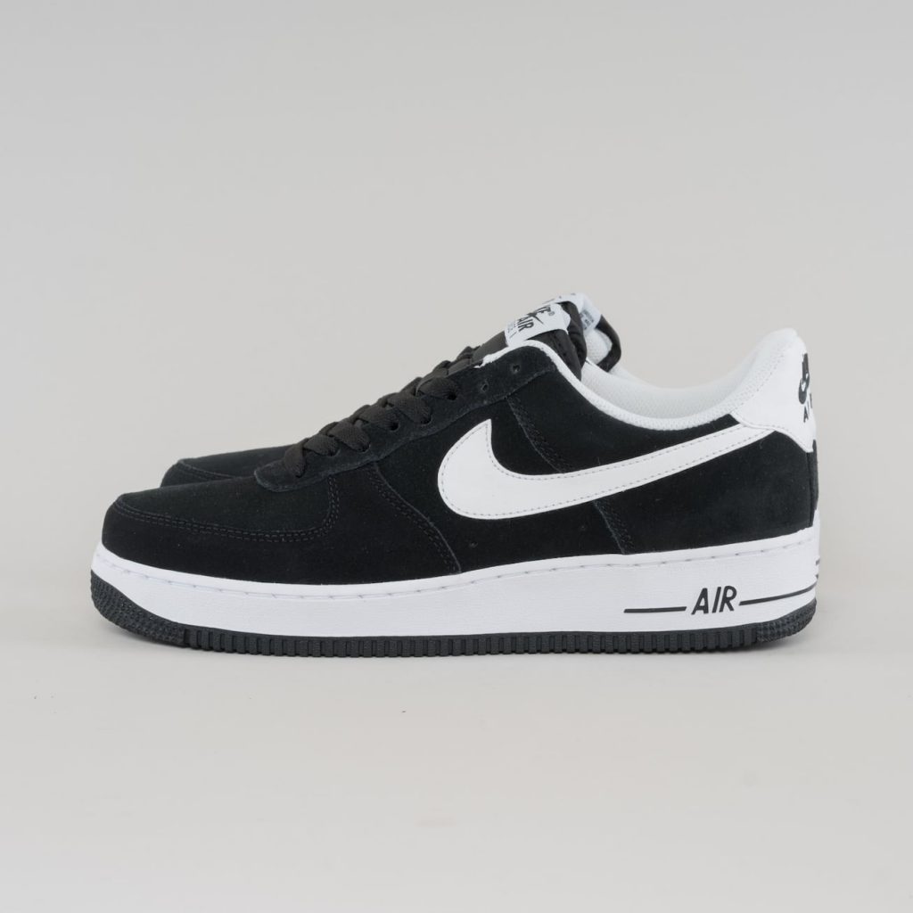 nike air force 1 black and white suede